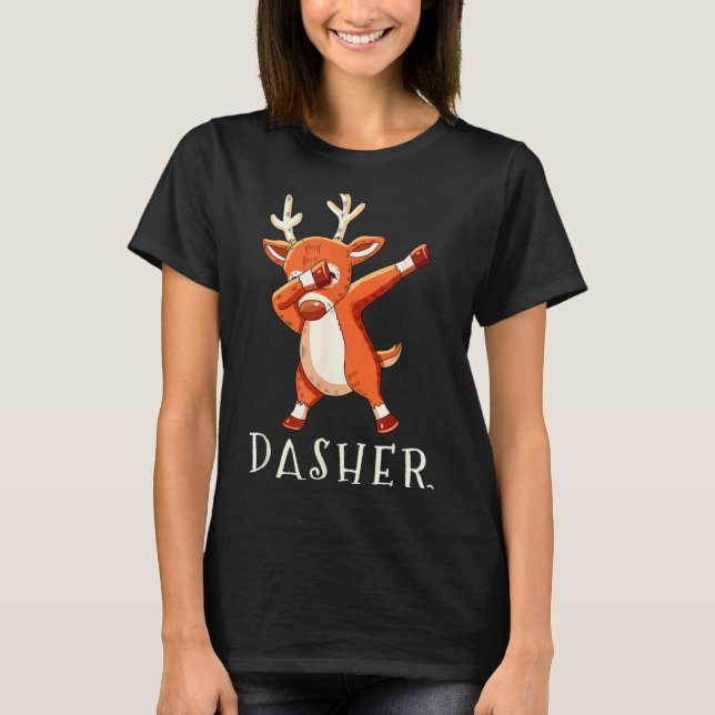 Dasher Santas Reindeers Family Matching Outfit Chr T Shirt (Framsida)