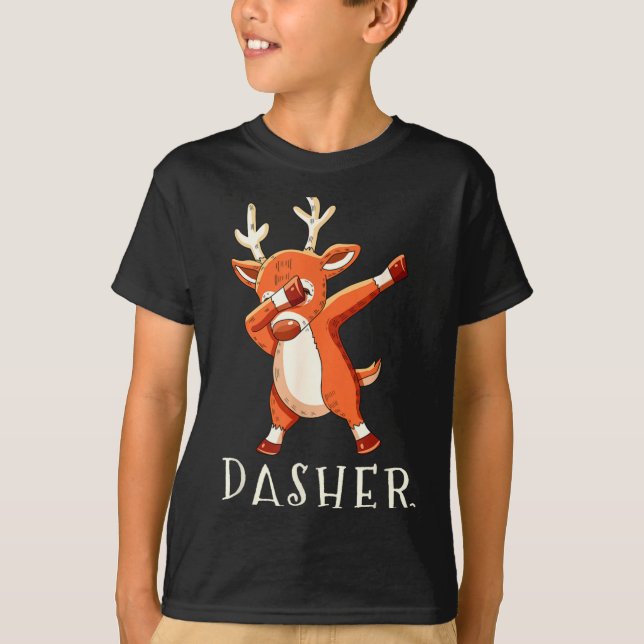 Dasher Santas Reindeers Family Matching Outfit Chr T Shirt (Framsida)