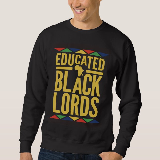 Dashiki Educated Black Lords   African DNA Pride Lång Ärmad Tröja (Framsida)