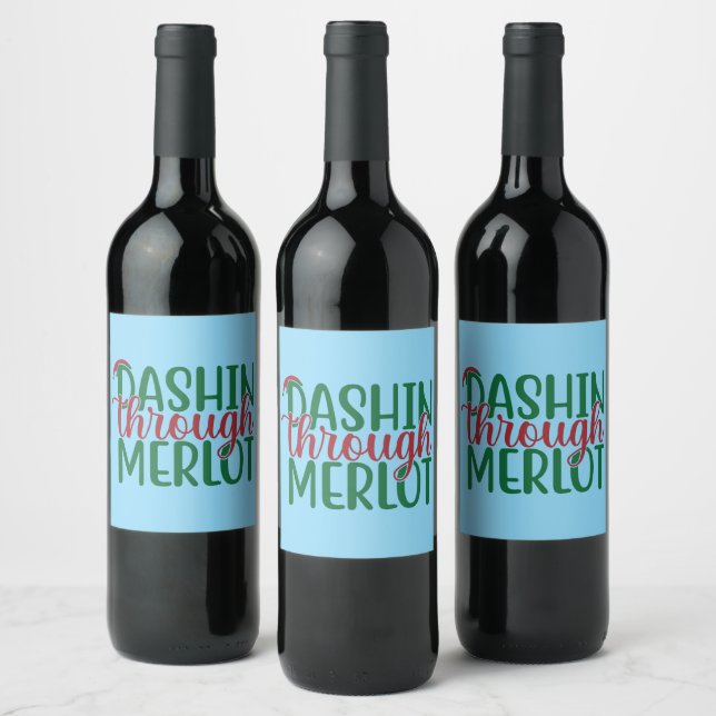 Dashing Through Merlot Vinflaska Etikett (Flaskor)
