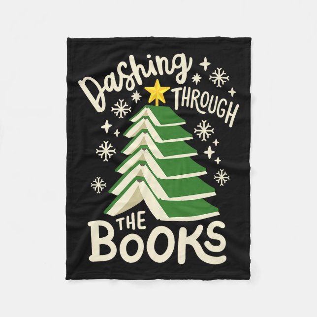 Dashing Through The Books Christmas Book Lovers Me Fleecefilt (Framsidan)