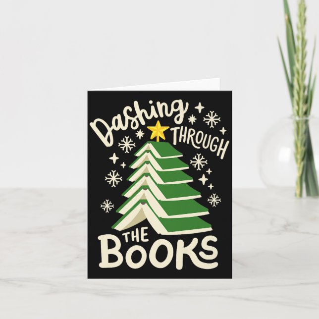 Dashing Through The Books Christmas Book Lovers Me Kort (Framsida)