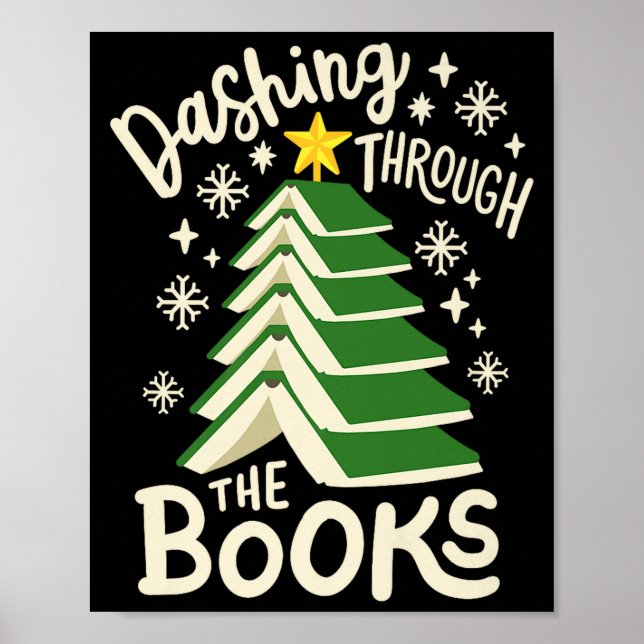 Dashing Through The Books Christmas Book Lovers Me Poster (Framsidan)