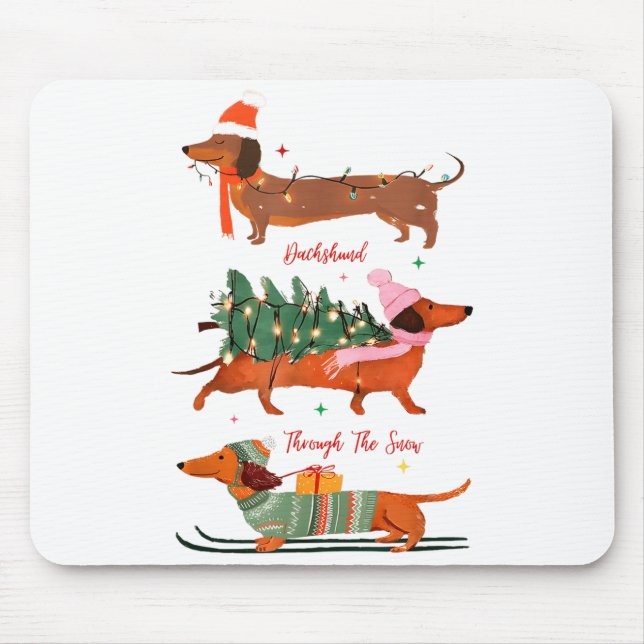 Dashing Through The Snow Christmas Wiener Dog Holi Musmatta (Framsidan)