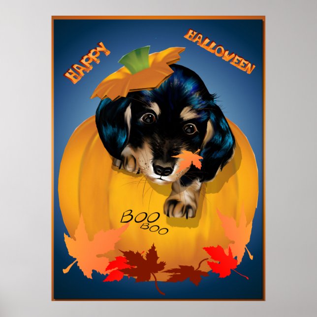 Dashund Halloween - Boo Poster (Framsidan)
