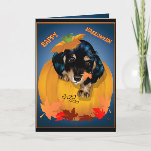Dashund Halloween - bukort Kort