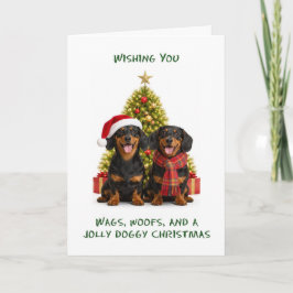 Dashund Hundar Jul Helgkort