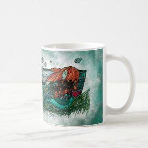 dåsig flicka kaffemugg