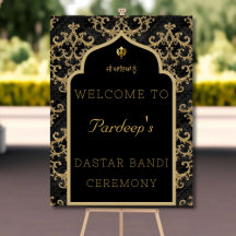 Dastar bandi välkomstskylt svart guld