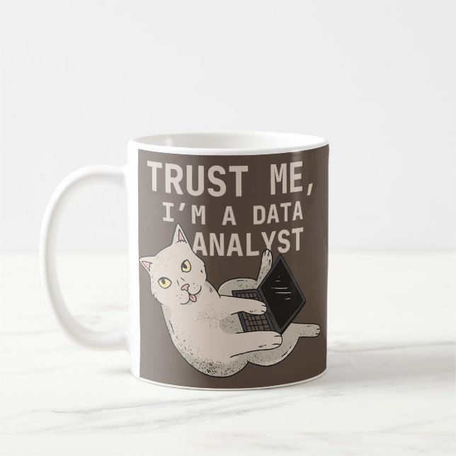 Data Analyst Funny Cat Data Analysis Science Kaffemugg (Vänster)