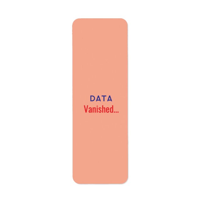 Data försvunna textmattor returadress etikett (Framsidan)