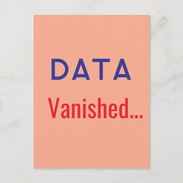 Data försvunnen text mattor vykort (Framsida)