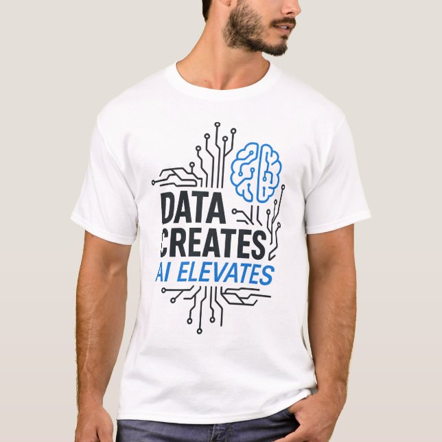 Data Foundation Ascent: Abstrakt AI Elevation Tech T Shirt (Framsida)