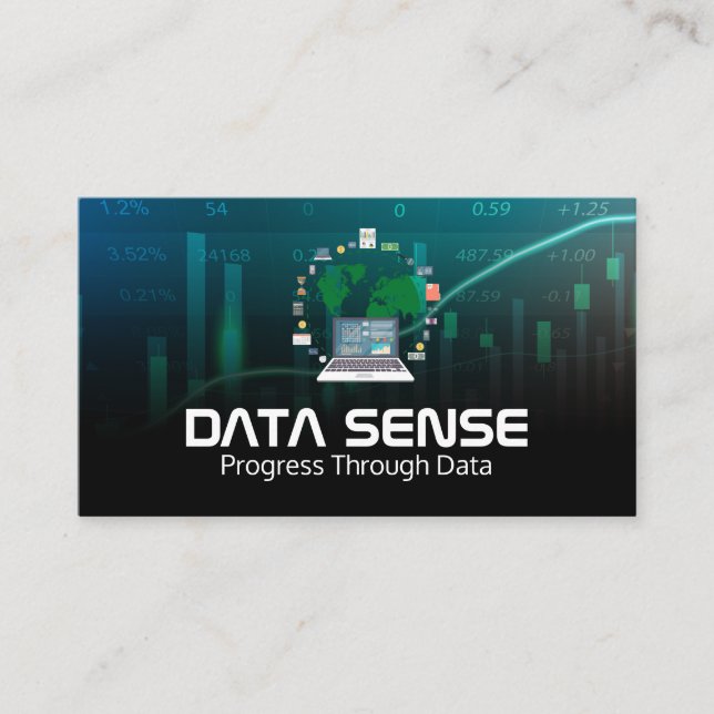 Data Grafer | Analys Logotyp | Dator Visitkort (Framsida)