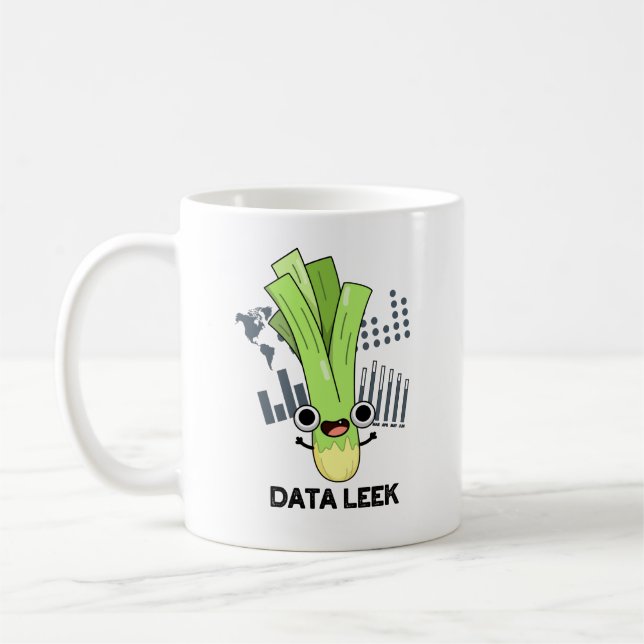 Data Leek Funny Computer Veggie Pun Kaffemugg (Vänster)