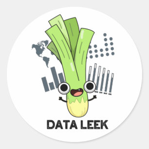 Data Leek Funny Computer Veggie Pun Runt Klistermärke