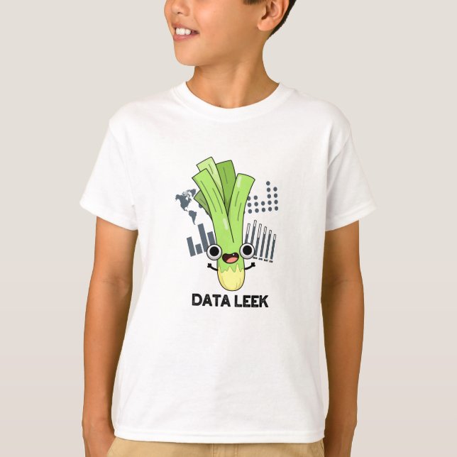 Data Leek Funny Computer Veggie Pun T Shirt (Framsida)
