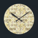 Data Science och Statistik Yrkesvägg Rund Klocka<br><div class="desc">Håll koll på tiden med analytisk precision med hjälp av denna unika datavetenskapliga väggklocka. Med ett intrikatat tryck som täcker hela ytan med matematiska formler, statistiska diagram och kodningssymboler är denna tidmätare den ultimata dekorationen för ett modernt kontor, tekniklabb eller studie. Dess sofistikerade neutrala färgpalett och intellektuella design gör den...</div>