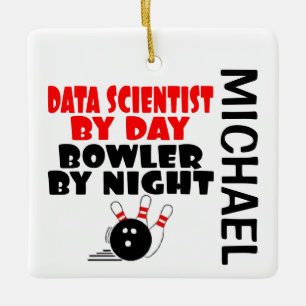 Data Scientist Kärlek Bowling ANPASSNINGSBAR Julgransprydnad Keramik