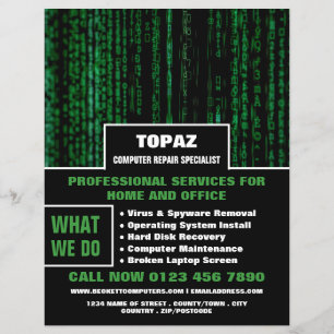 Data Skärm Computer Reparation Specialist Reklam Reklamblad