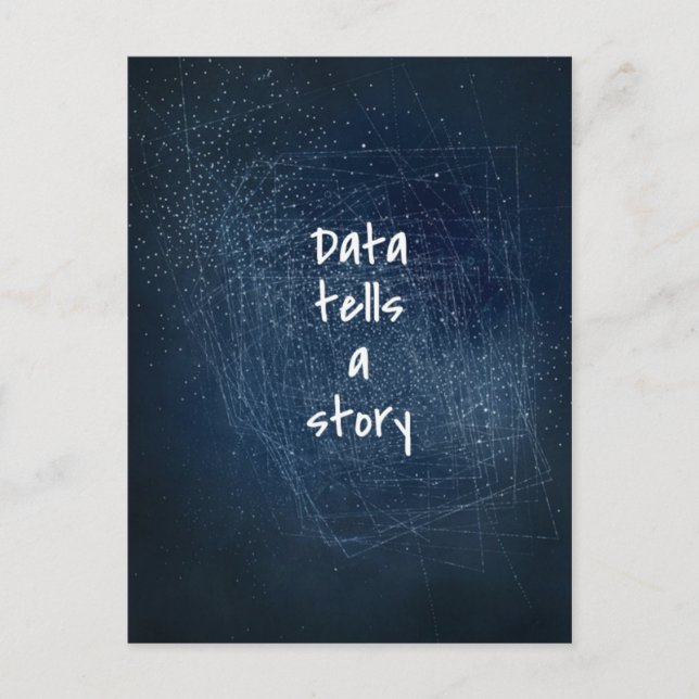 Data Tells a Artikel - Geek Postcard Vykort (Framsida)