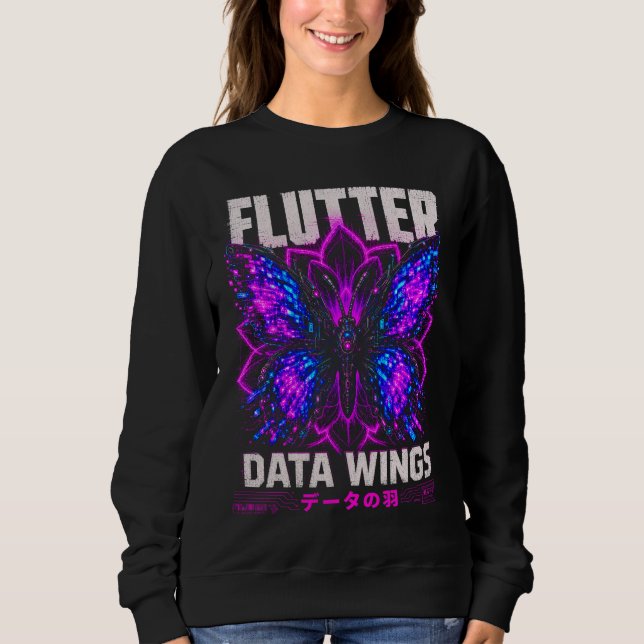 Data Wings Illustration – Digital Fjäril & Neon T Shirt (Framsida)