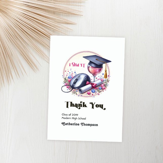 Datalogi & Informationsteknologi examen Tack Kort (Computer Science & Information Technology Graduate Thank You Card)