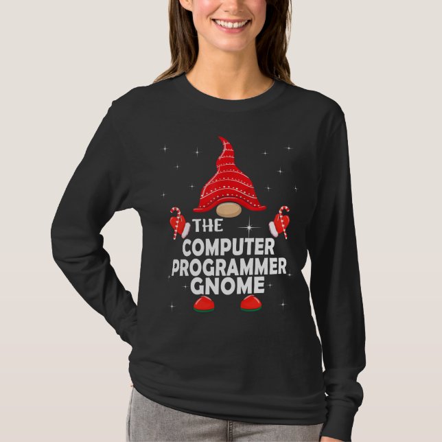 Dataprogrammerarens Gnome Matchande Familj Jul T Shirt (Framsida)
