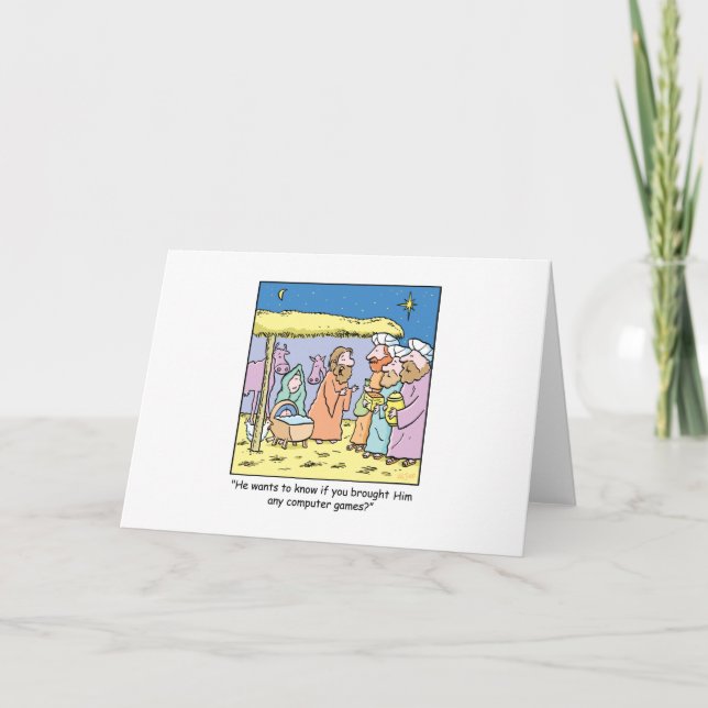 Dataspelar för kungar för jultecknad tre kloka helgkort (Framsida)