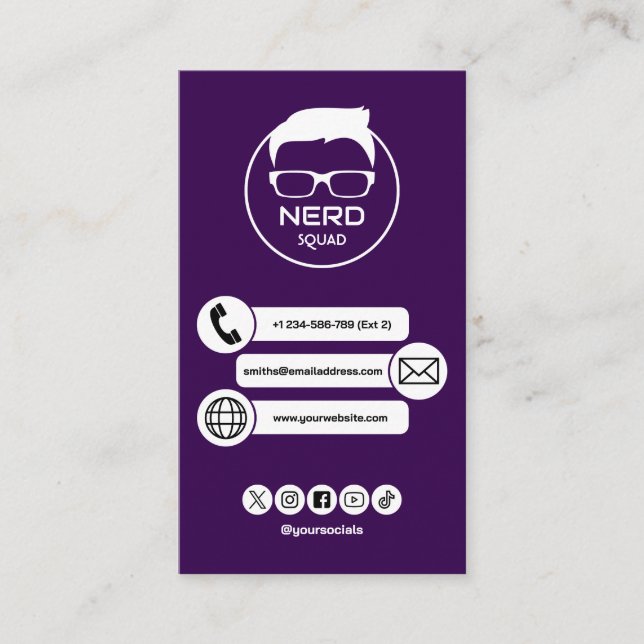 Datatekniker Nerd Affärsbrev Visitkort (Framsida)