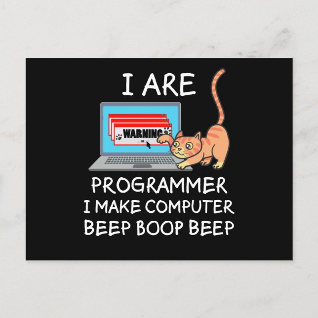 Datavetenskap IT Dator Katt Roligt Citat Present Vykort (Framsida)