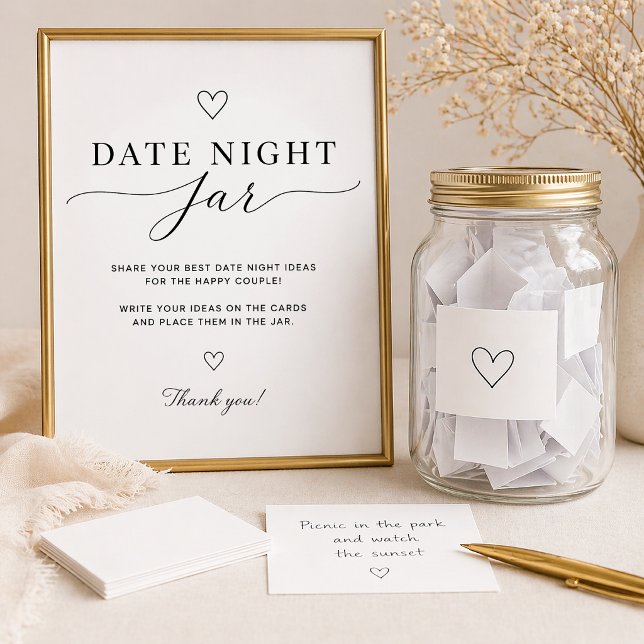 Date Night Jar Sign Printable Bridal Shower Game Poster (Bridal Shower Game)