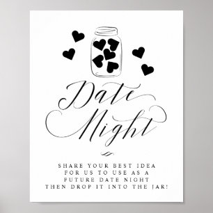 Date Night Mason Jar Hearts Script Bröllopsskylt Poster