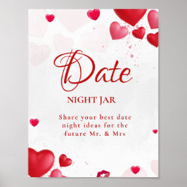 Date Night valentine Bridal Shower wedding Sign Poster