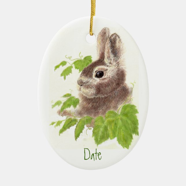 Dated, Anpassningsbar Bunny Rabbit Ornament Animal (Framsidan)