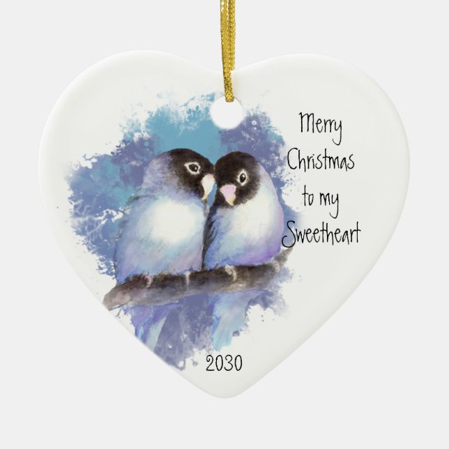 Dated God jul Swehoney Love birds Julgransprydnad Keramik (Framsidan)