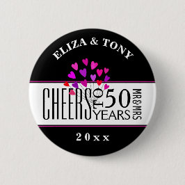 Dated Hearts 50:e Bröllop-årsdagen Party Gift Knapp