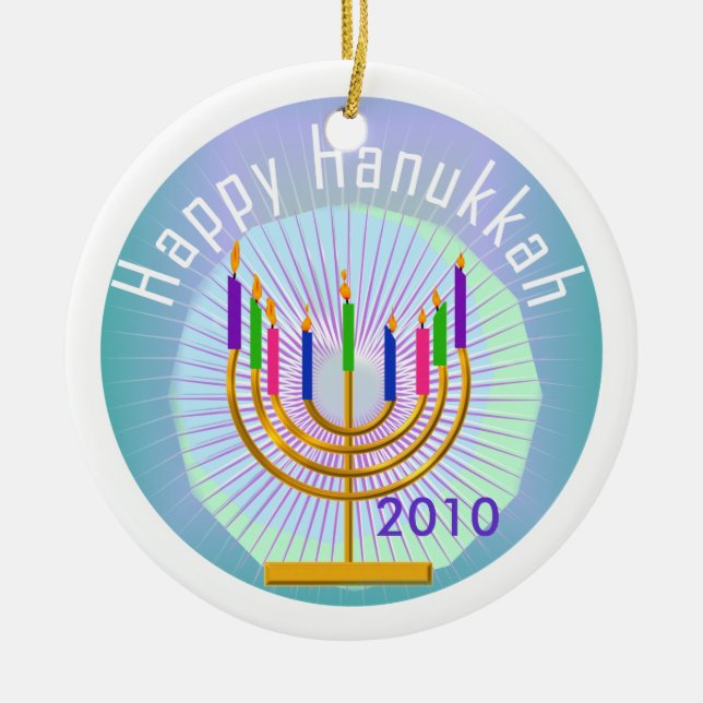 Dated Lycklig Hanukkah Keepsaké Ornament (Framsidan)