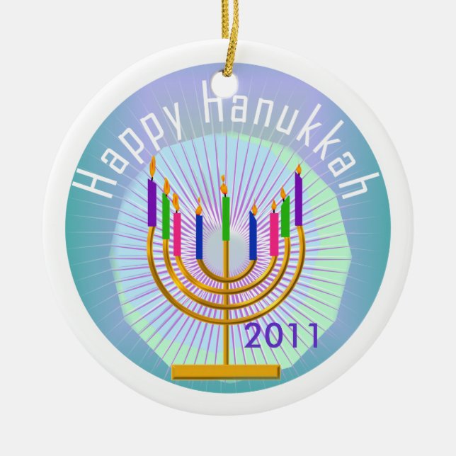 Dated Lycklig Hanukkah Keepsaké Ornament (Framsidan)