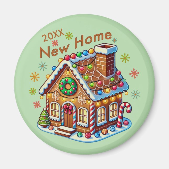 Dated New Home Gingerbread House Magnet (Framsidan)