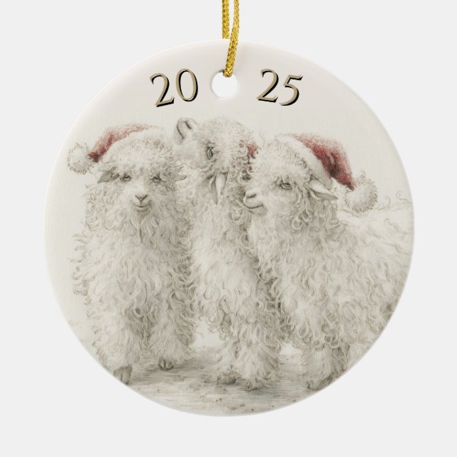 Daterad Angora Get Trio Tomtehatt Jul Julgransprydnad Keramik (Framsidan)