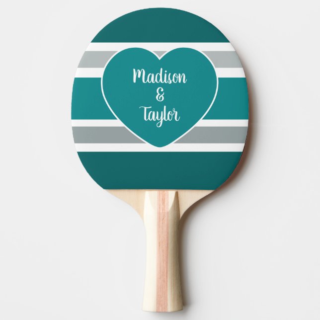 Daterar beställnings- namn för randar & för hjärta pingisracket (Framsidan)