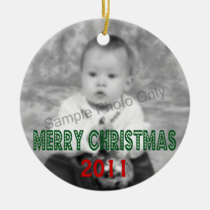 Daterat foto för god jul julgransprydnad keramik