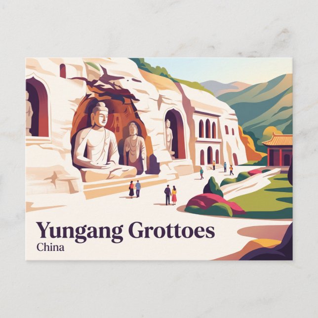 Datong Yungang Grottoes Kina Vykort (Framsida)