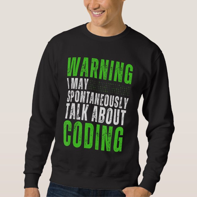 Dator Binär Kod Programmerare Programmering Kodnin Lång Ärmad Tröja (Framsida)