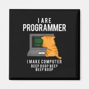 Dator Cat Programmer Funny Coder Memmer Magnet
