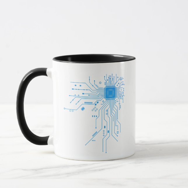 Dator CPU-chip PCB-kretsdesign Tech-gåva Mugg (Vänster)