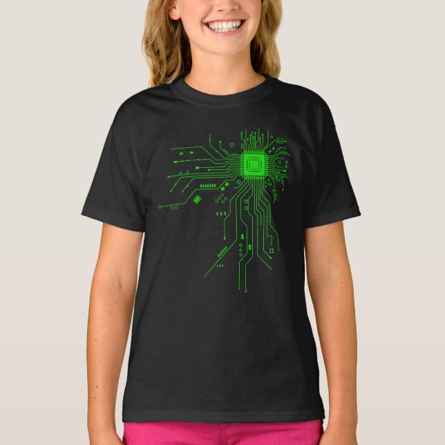 Dator CPU-chip PCB-kretsdesign Tech-gåva T Shirt (Framsida)