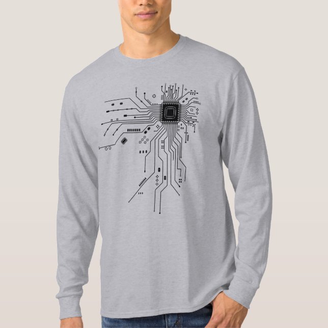 Dator CPU-chip PCB-kretsdesign Tech-gåva T Shirt (Framsida)