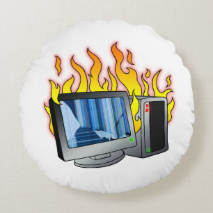 Dator Fire Round Pillow Rund Kudde